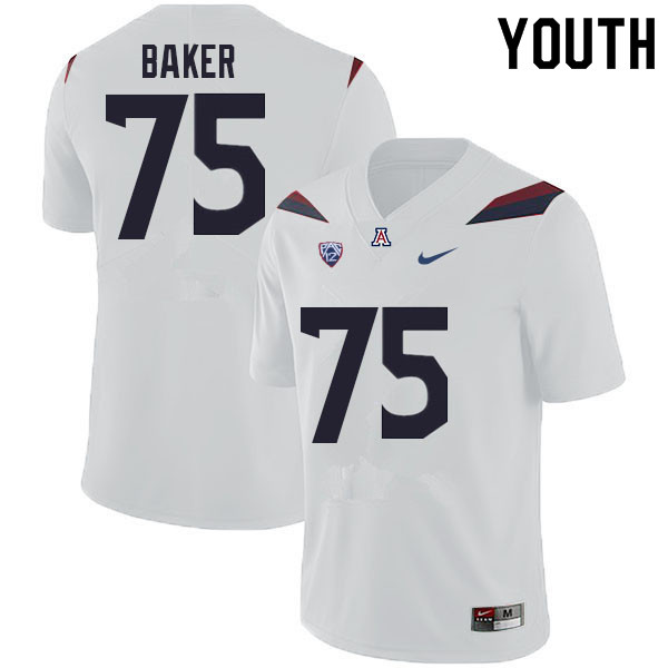Youth #75 Josh Baker Arizona Wildcats College Football Jerseys Sale-White - Click Image to Close